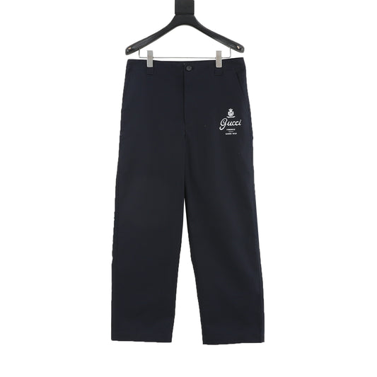 Gucci Letter Print Twill Trousers front view