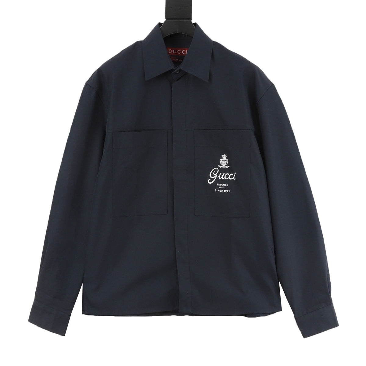 Gucci Printed Chest-Pocket Long-Sleeve Shirt front view