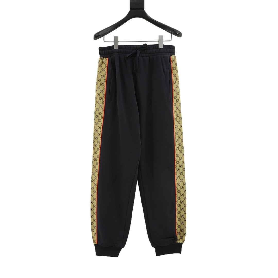 Gucci Monogram Panel Drawstring Trousers front view