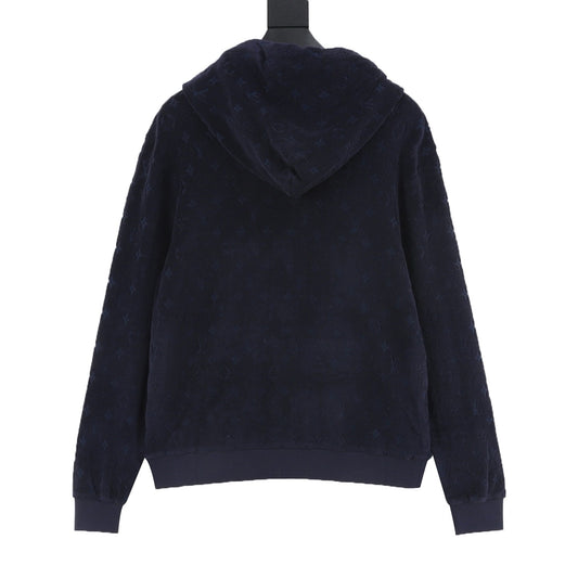Louis Vuitton Flocked All-Over Zip Hoodie - Black back view