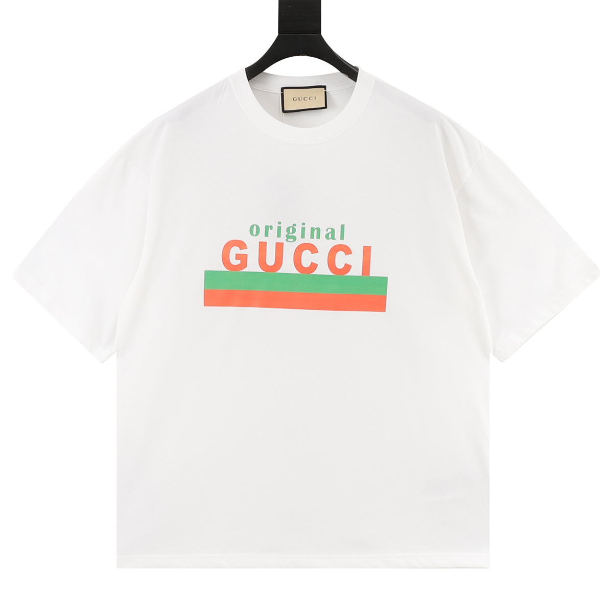 Gucci Classic Web-Stripe Letter Print T-Shirt front view