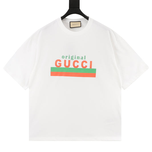 Gucci Classic Web-Stripe Letter Print T-Shirt front view