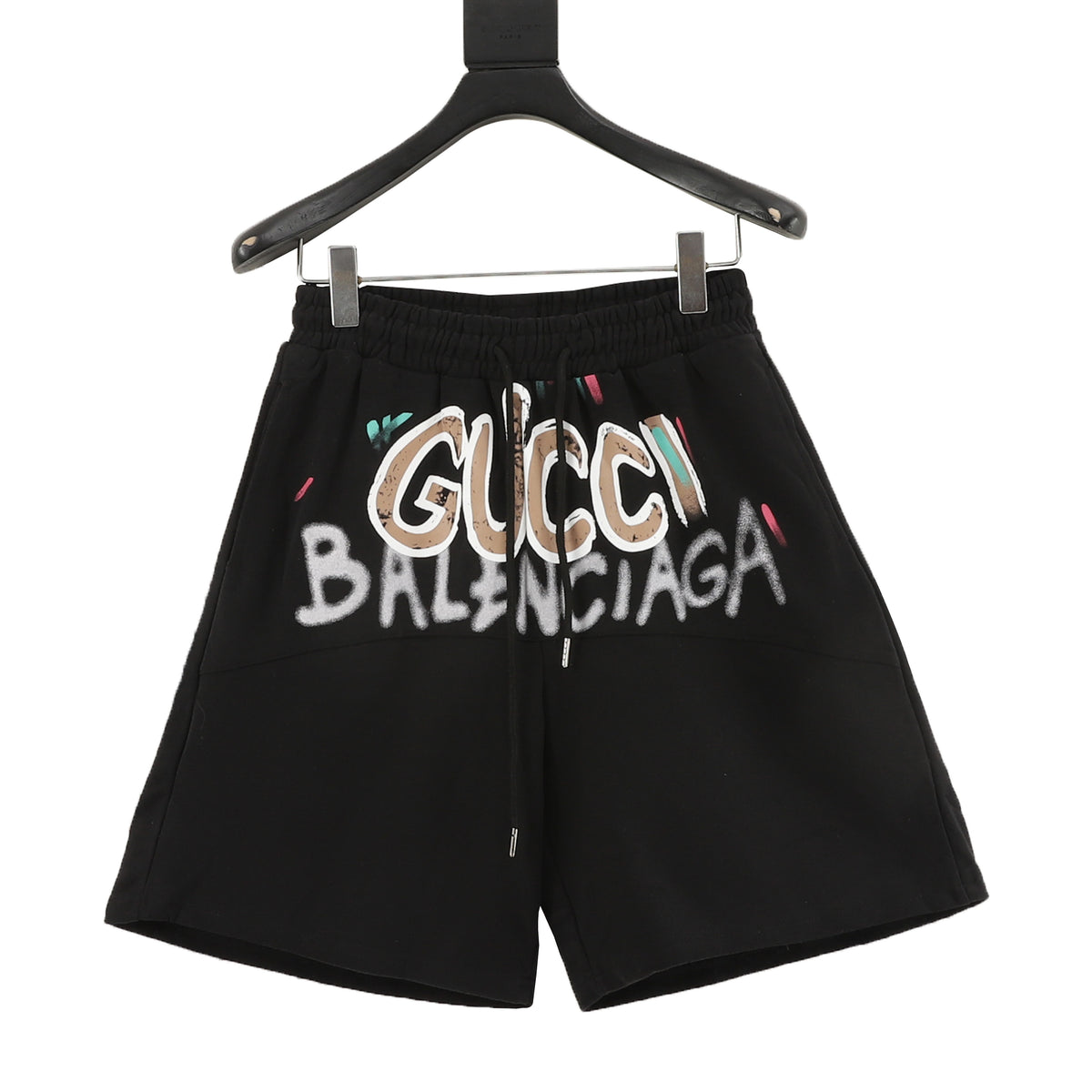 Gucci x Balenciaga Hand-Drawn Logo Shorts front view