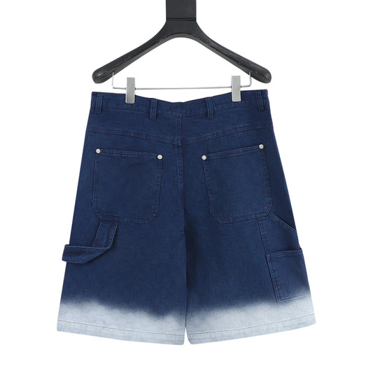 Gucci Gradient Monogram Jacquard Denim Shorts front view
