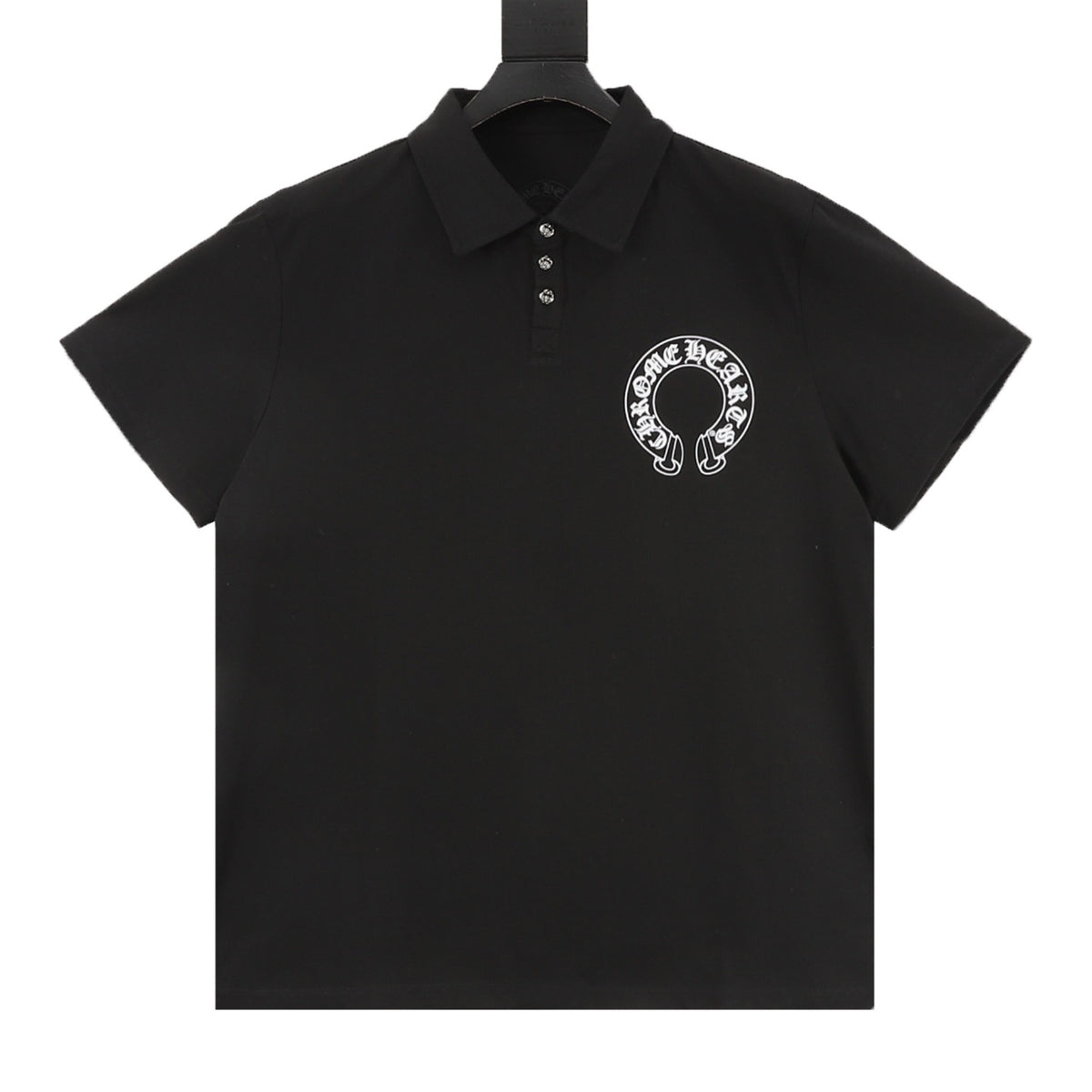Chrome Hearts Gothic Script Print Polo Shirt front view