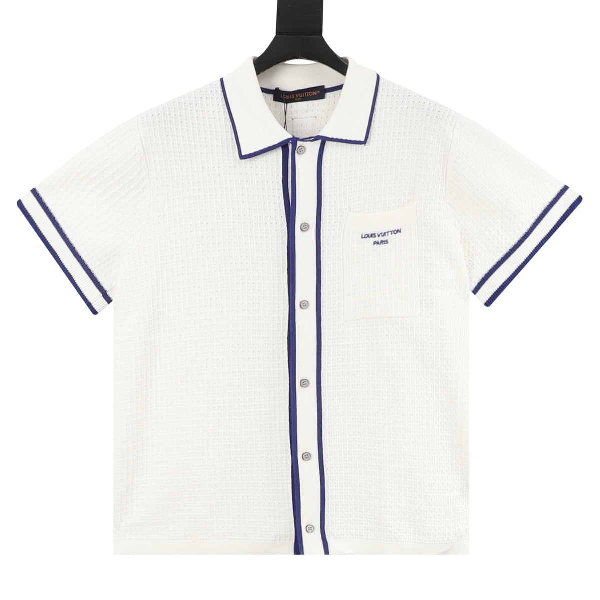 Louis Vuitton Waffle-Knit Embroidered Short-Sleeve Shirt - White front view
