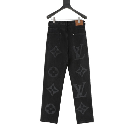 Louis Vuitton Monogram Print Twill Denim Pants front view