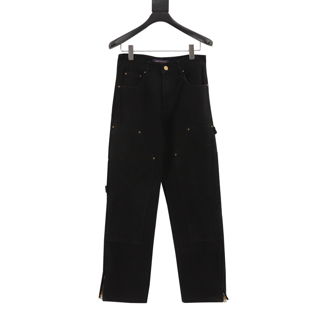 Louis Vuitton Embossed Monogram Utility Denim Pants front view