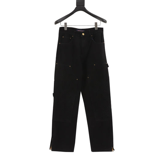 Louis Vuitton Embossed Monogram Utility Denim Pants front view