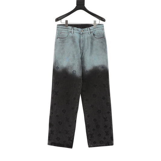 Louis Vuitton Gradient Embroidered Denim Pants front view