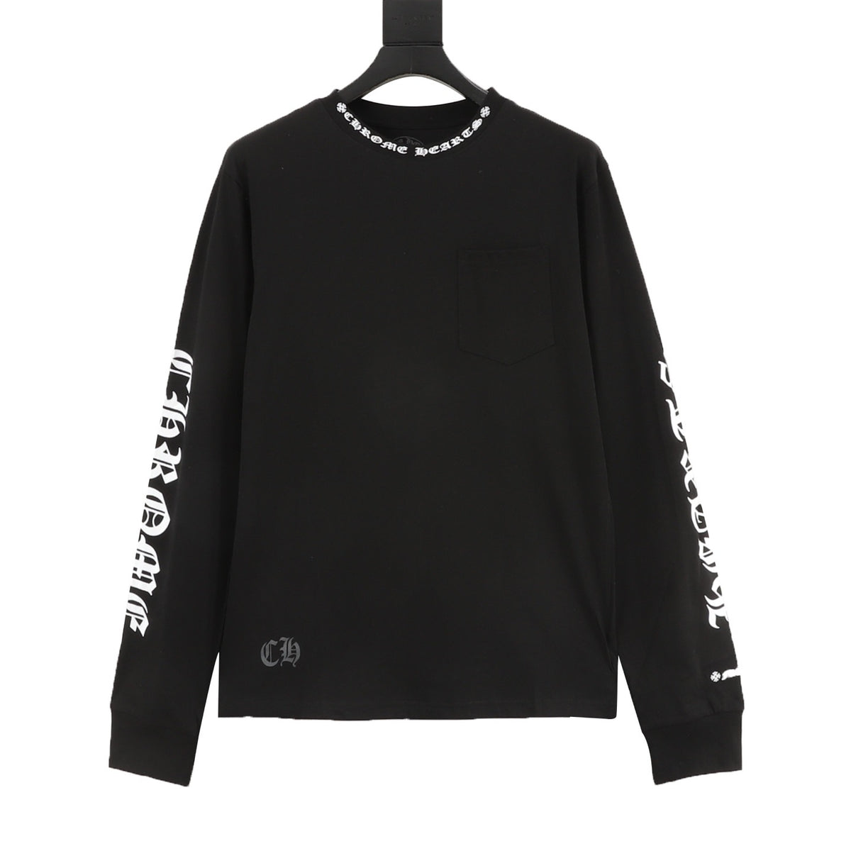 Chrome Hearts Gothic Script Collar Long-Sleeve T-Shirt front view