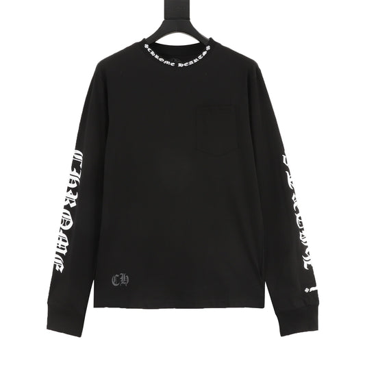 Chrome Hearts Gothic Script Collar Long-Sleeve T-Shirt front view