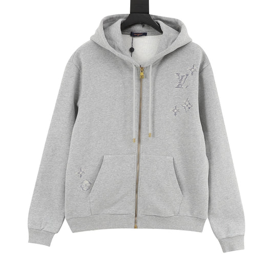 Louis Vuitton Sketch Embroidered Zip Hoodie - Black back view