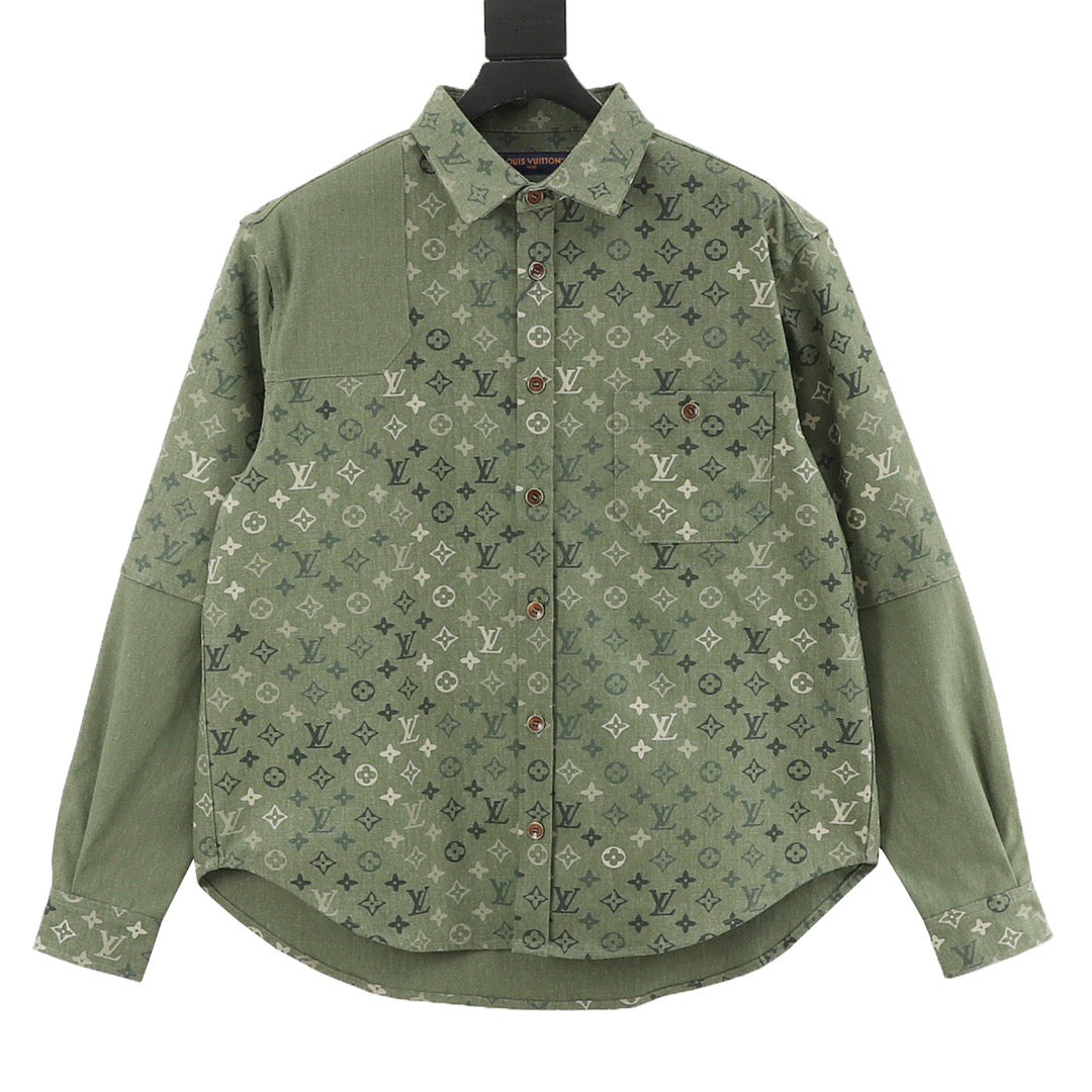 Louis Vuitton All-Over Utility Shirt Jacket - Green front view