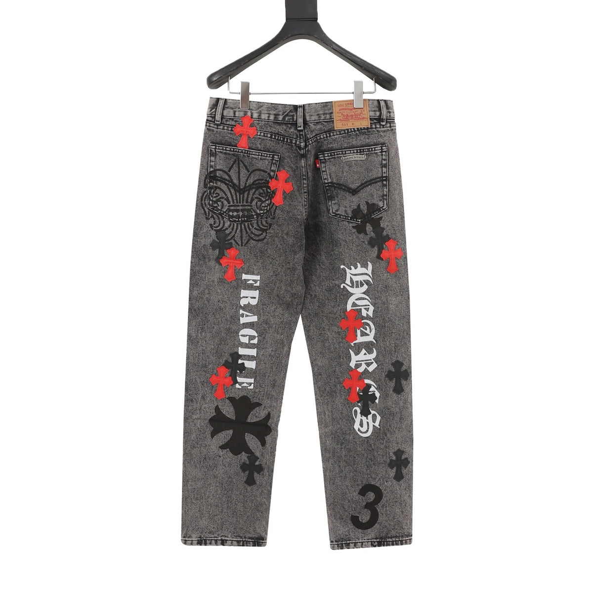 Chrome Hearts Cross Patch Embroidered Washed Jeans product detail 2