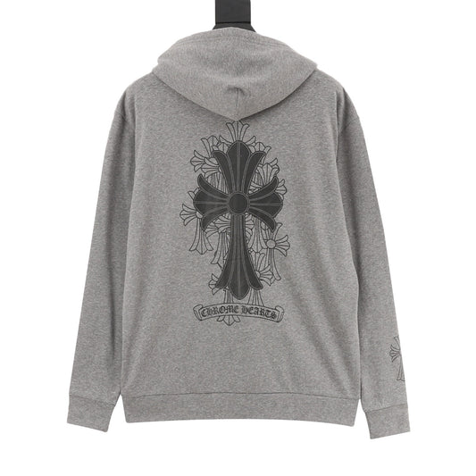 Chrome Hearts Cross Floral Print Hoodie - Grey product detail 2