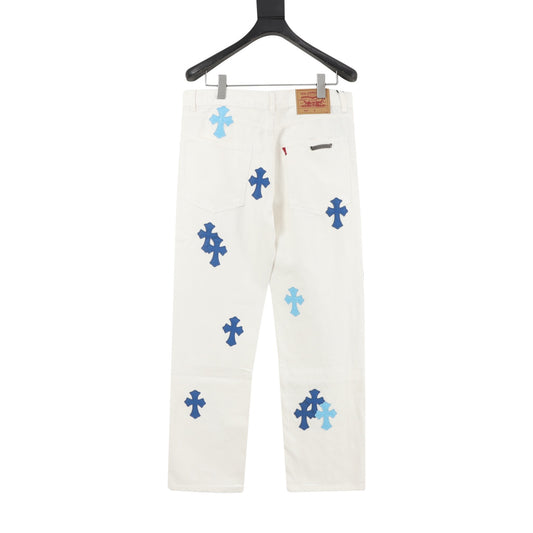 Chrome Hearts Cross Patch Embroidered Washed Jeans product detail 2