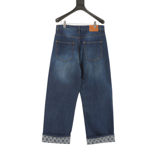 Louis Vuitton Monogram Cuffed Straight-Leg Jeans - Blue product detail 2