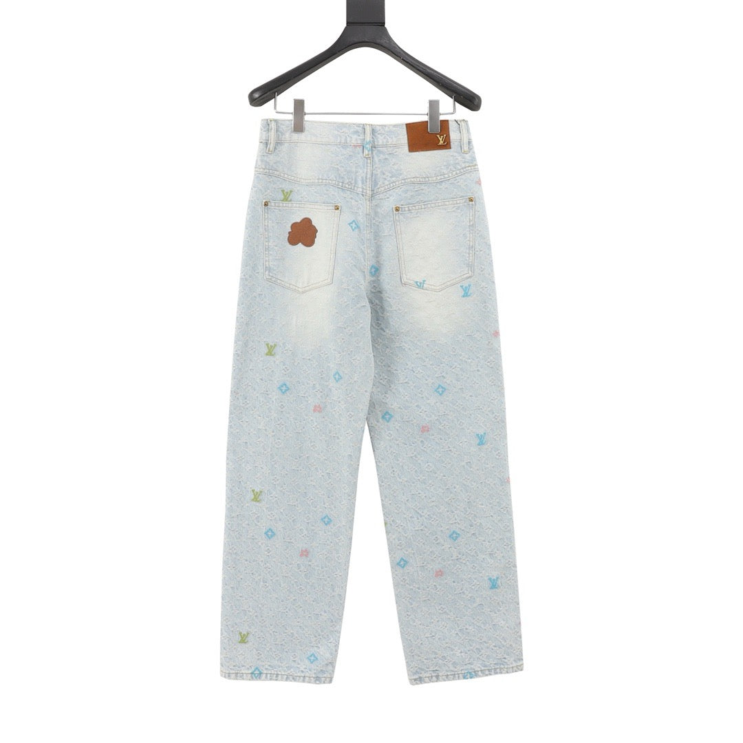 Louis Vuitton Candy Embroidered Denim Pants product detail 2
