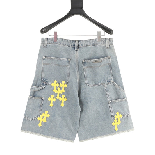 Chrome Hearts Leather-Label Cross Denim Shorts product detail 2