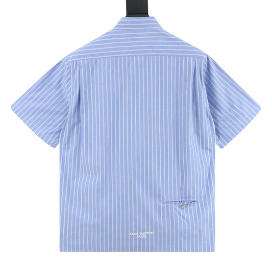 Louis Vuitton Slogan Stripe Short-Sleeve Shirt product detail 2