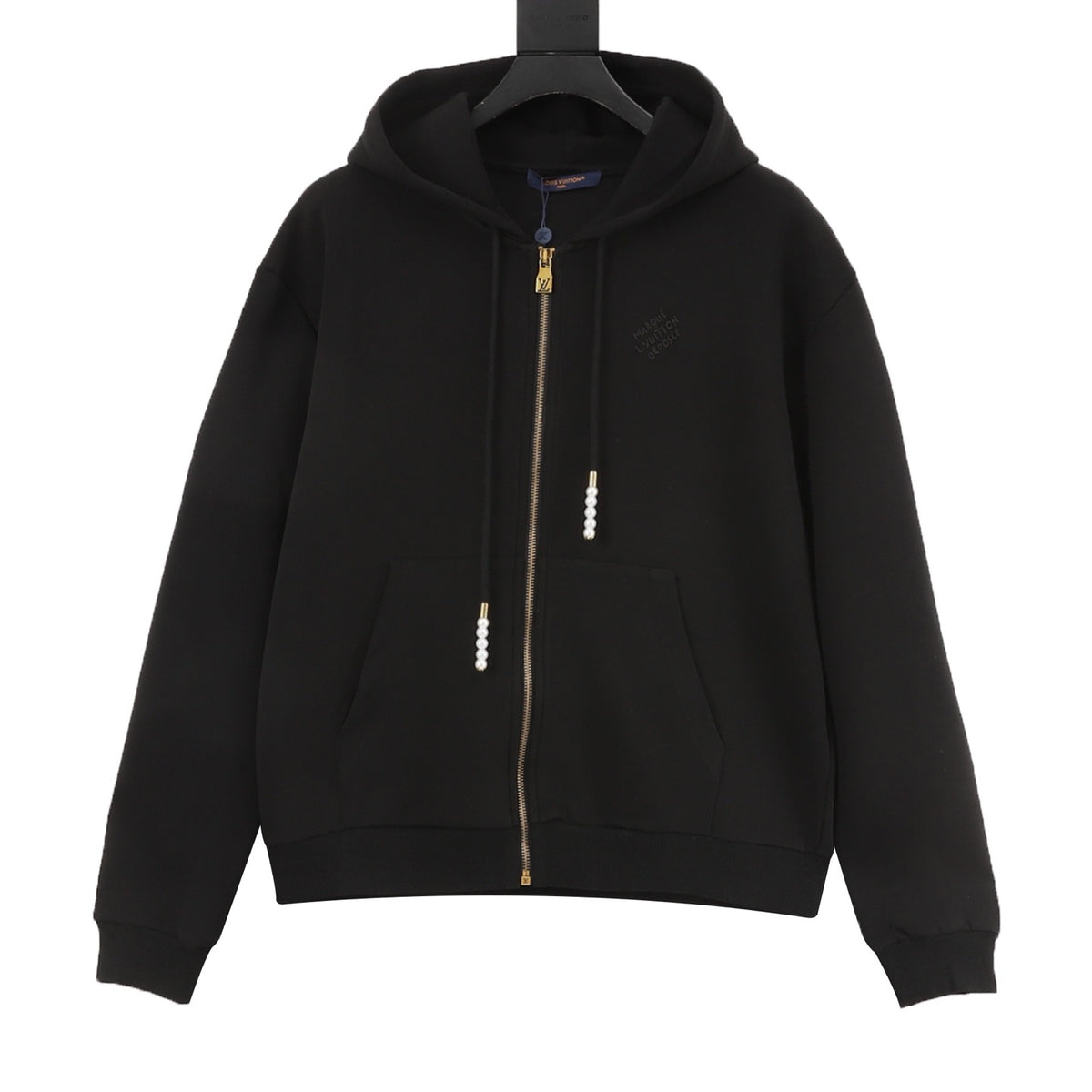 Louis Vuitton Beaded Pendant Embroidered Hoodie - Grey front view