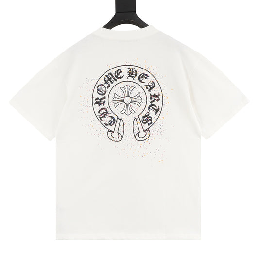 Chrome Hearts Splatter Horseshoe Print T-Shirt product detail 2