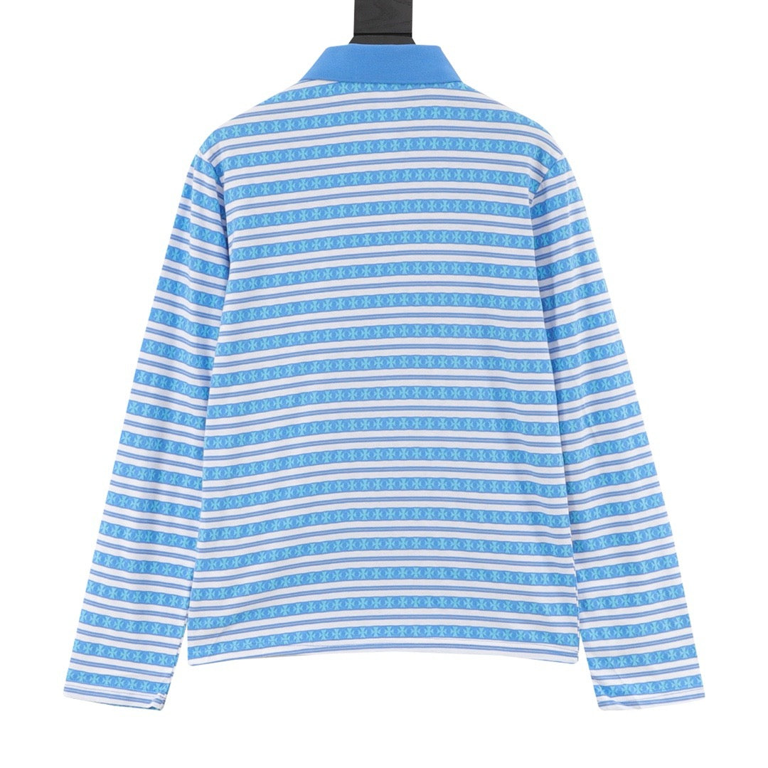 Chrome Hearts Striped Collar Long-Sleeve Polo Shirt product detail 2
