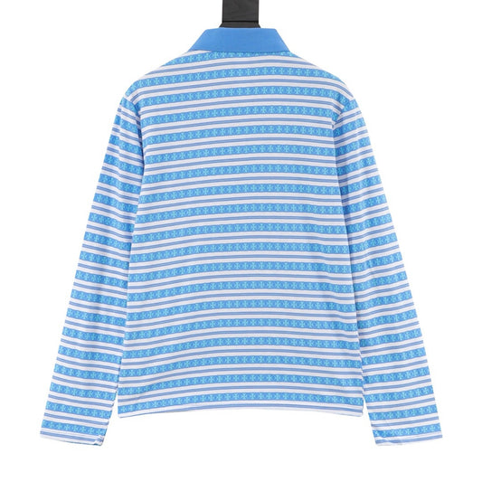Chrome Hearts Striped Collar Long-Sleeve Polo Shirt product detail 2