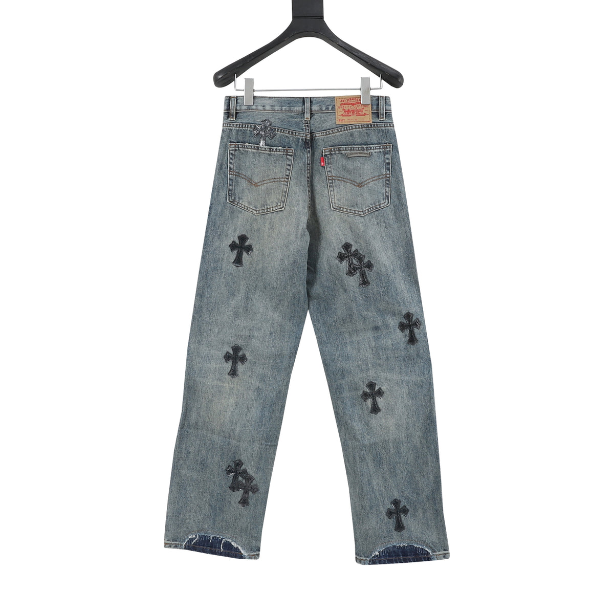 Chrome Hearts Cross Leather-Label Distressed Jeans product detail 2