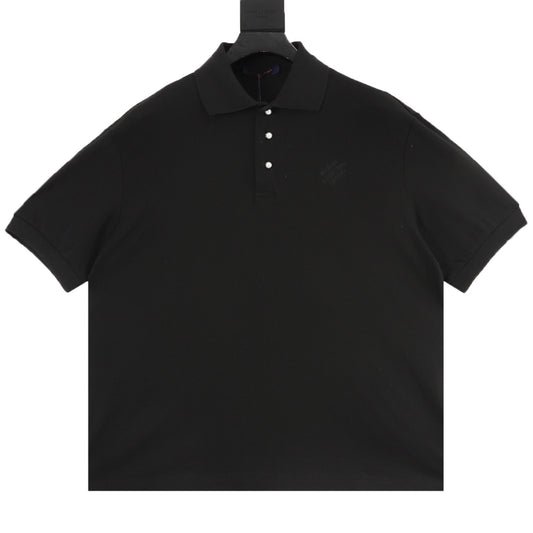 Louis Vuitton Damier Embroidered Pearl-Button Polo - White front view