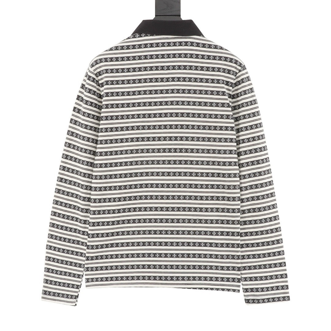 Chrome Hearts Striped Collar Long-Sleeve Polo Shirt product detail 2