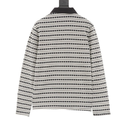 Chrome Hearts Striped Collar Long-Sleeve Polo Shirt product detail 2