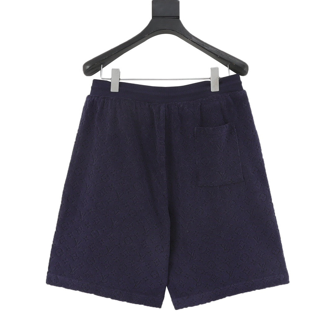 Louis Vuitton Flocked Embossed Terry Shorts - Navy product detail 2