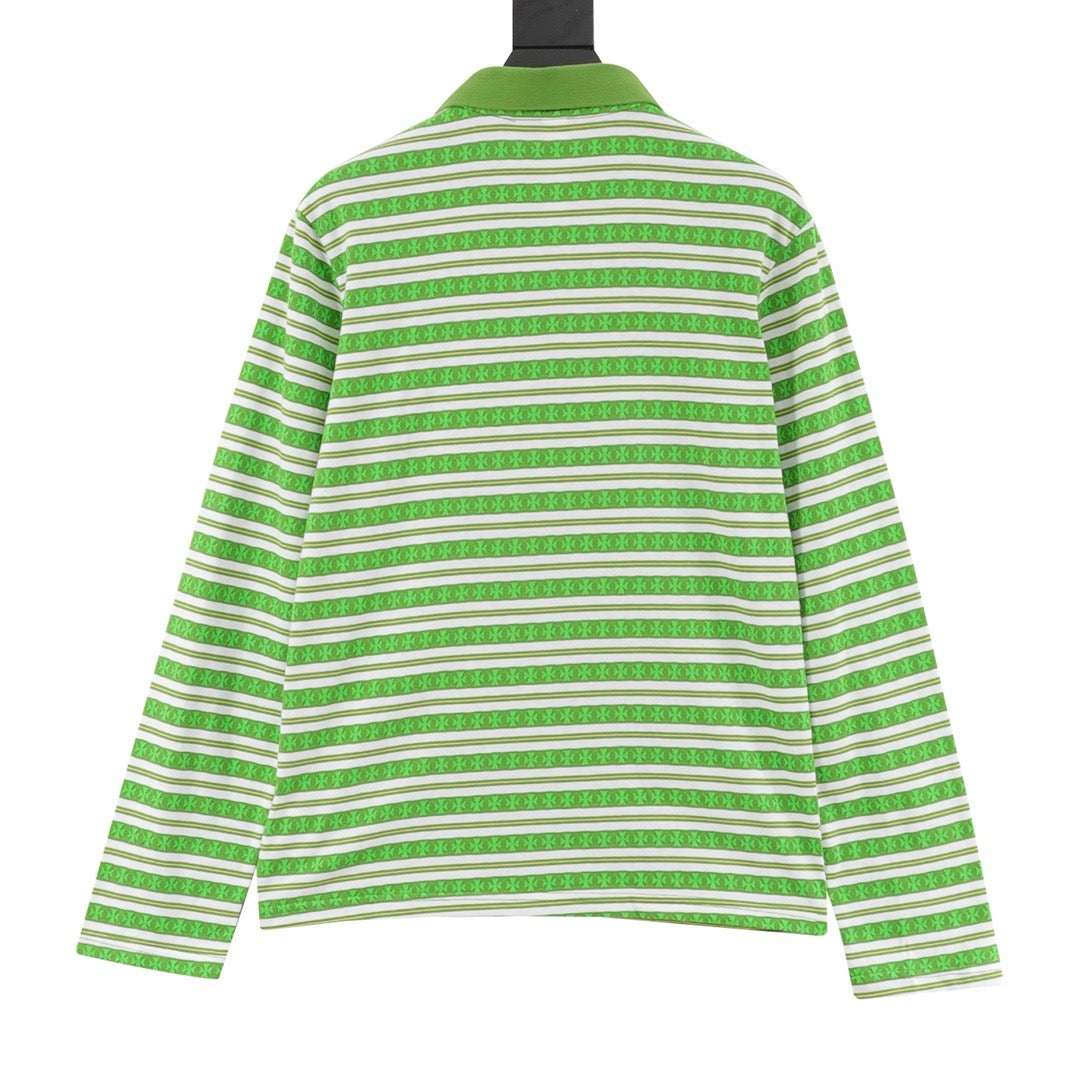 Chrome Hearts Striped Collar Long-Sleeve Polo Shirt product detail 2