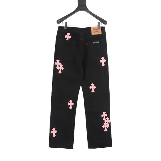 Chrome Hearts Cross Patch Embroidered Washed Jeans product detail 2