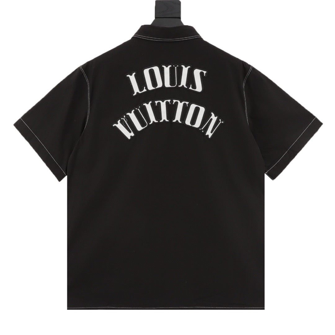 Louis Vuitton Dice-Letter Embroidered Short-Sleeve Shirt - White product detail 2