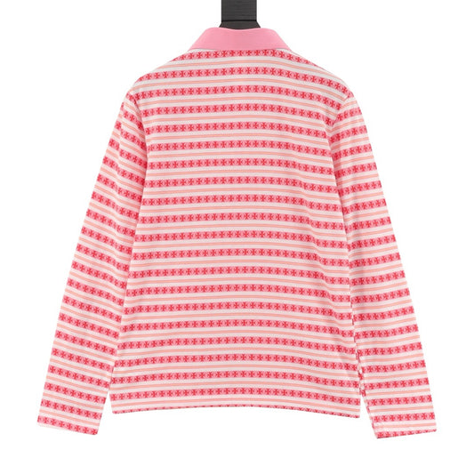 Chrome Hearts Striped Collar Long-Sleeve Polo Shirt product detail 2