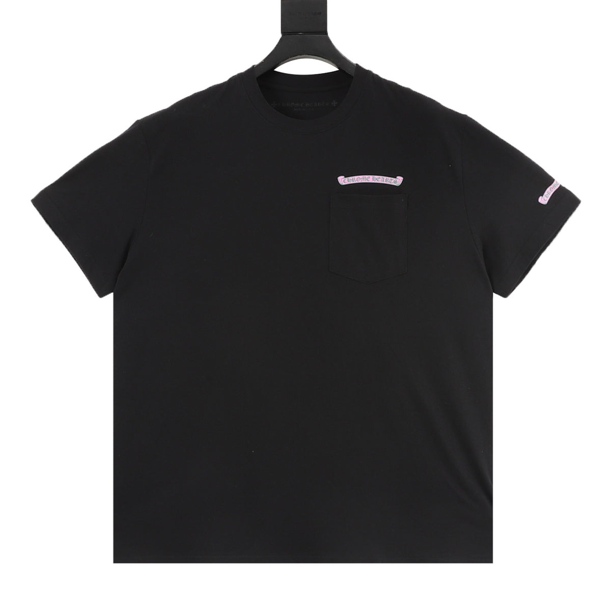 Chrome Hearts Pink and Green Gothic Scroll Print T-Shirt product detail 2