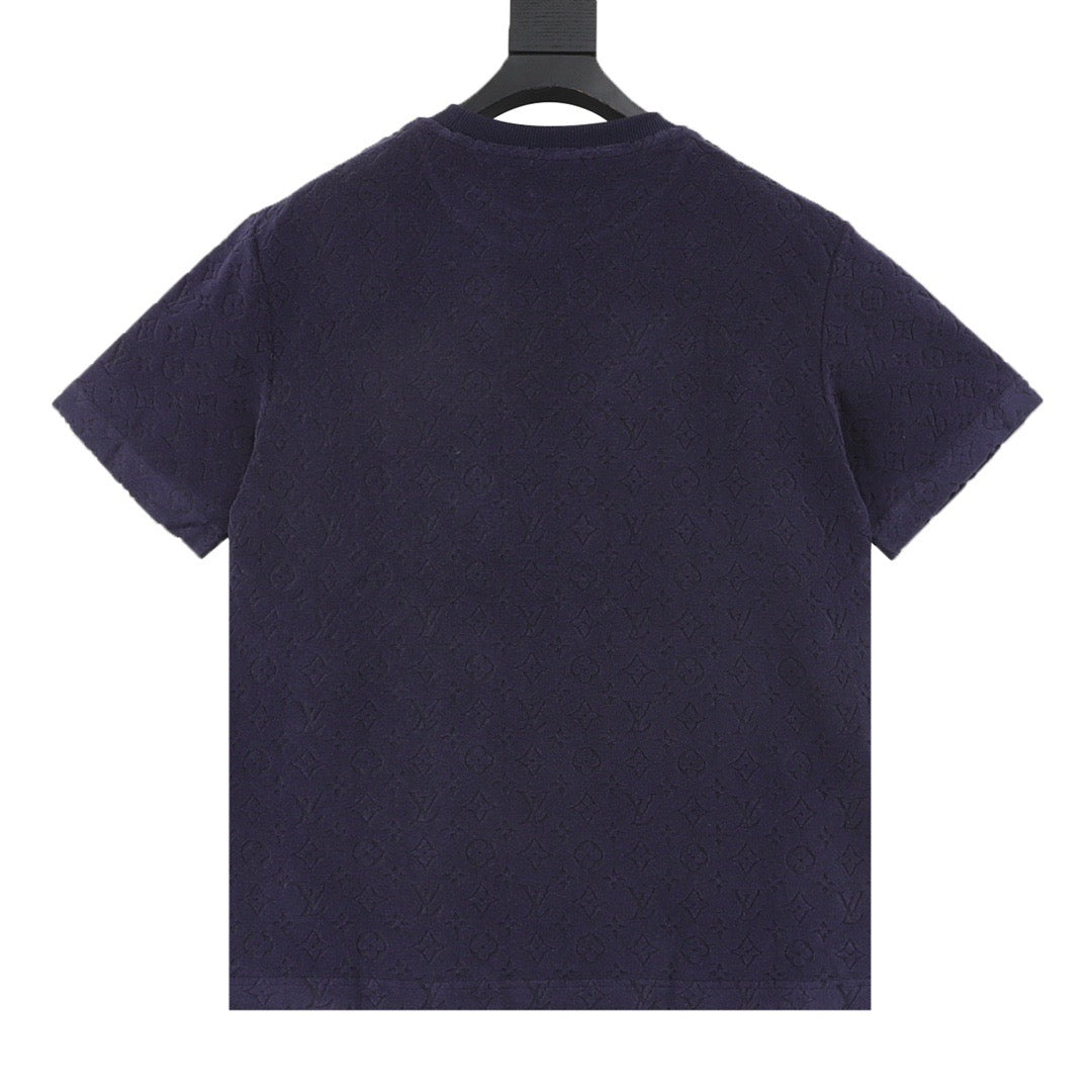 Louis Vuitton Flocked Embossed Terry T-Shirt - Navy product detail 2