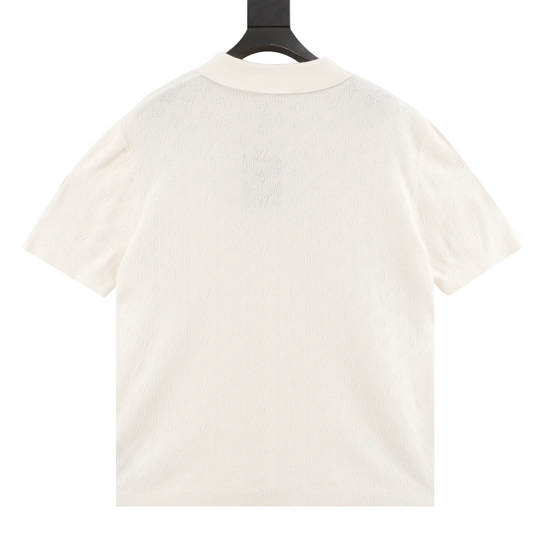 Louis Vuitton Openwork Jacquard Short-Sleeve Shirt - Ivory product detail 2