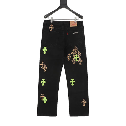 Chrome Hearts Cross Patch Embroidered Washed Jeans product detail 2