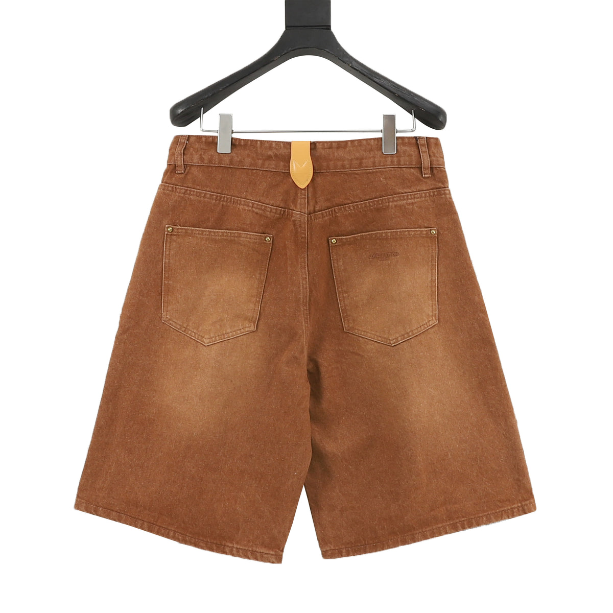 Louis Vuitton Leather-Patch Washed Wide-Leg Denim Shorts - Blue product detail 2