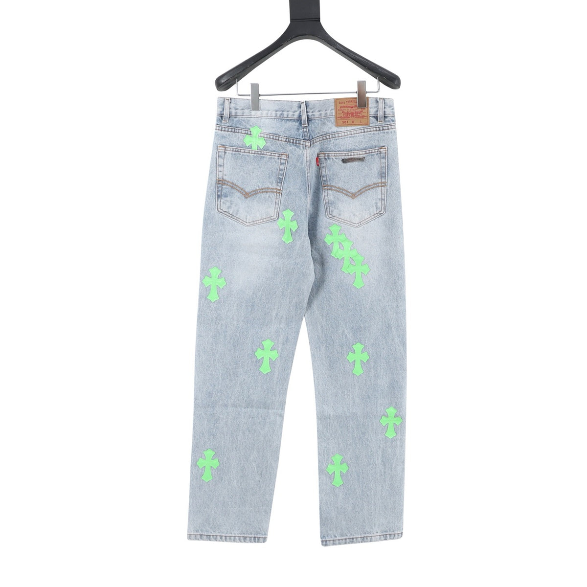 Chrome Hearts Cross Patch Embroidered Washed Jeans product detail 2