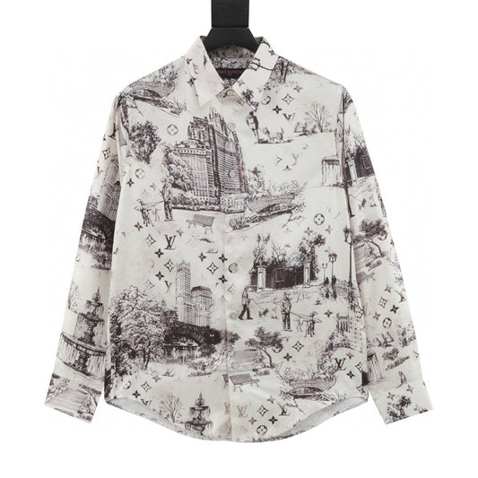 Louis Vuitton City Silk Long-Sleeve Shirt - Blue front view