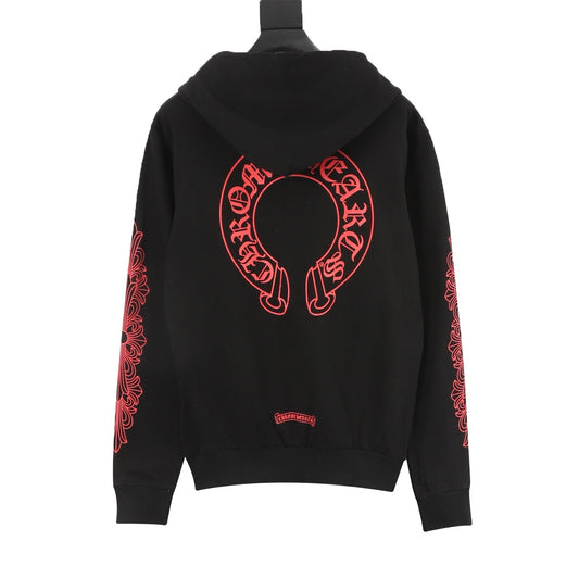 Chrome Hearts Gothic Script Horseshoe Print Hoodie product detail 2