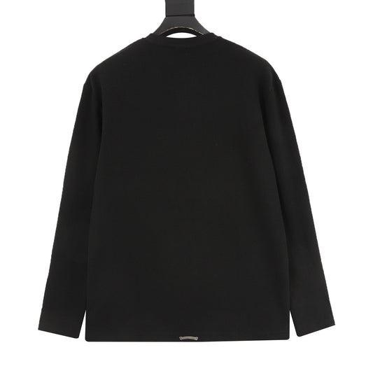 Chrome Hearts Cross Patch Waffle-Knit Henley Long-Sleeve Top product detail 2