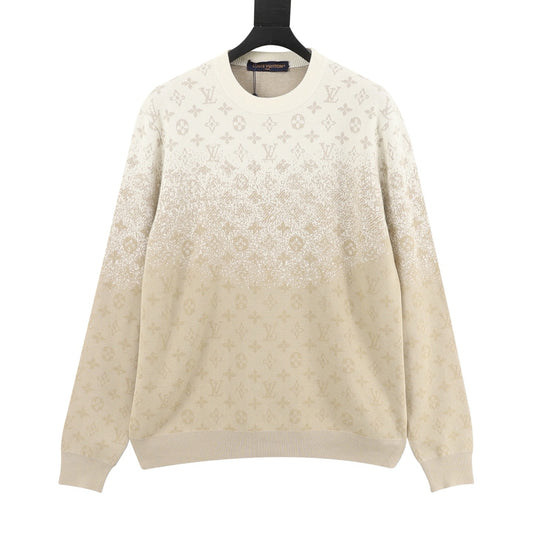 Louis Vuitton Gradient Monogram Knit Sweater - Khaki front view