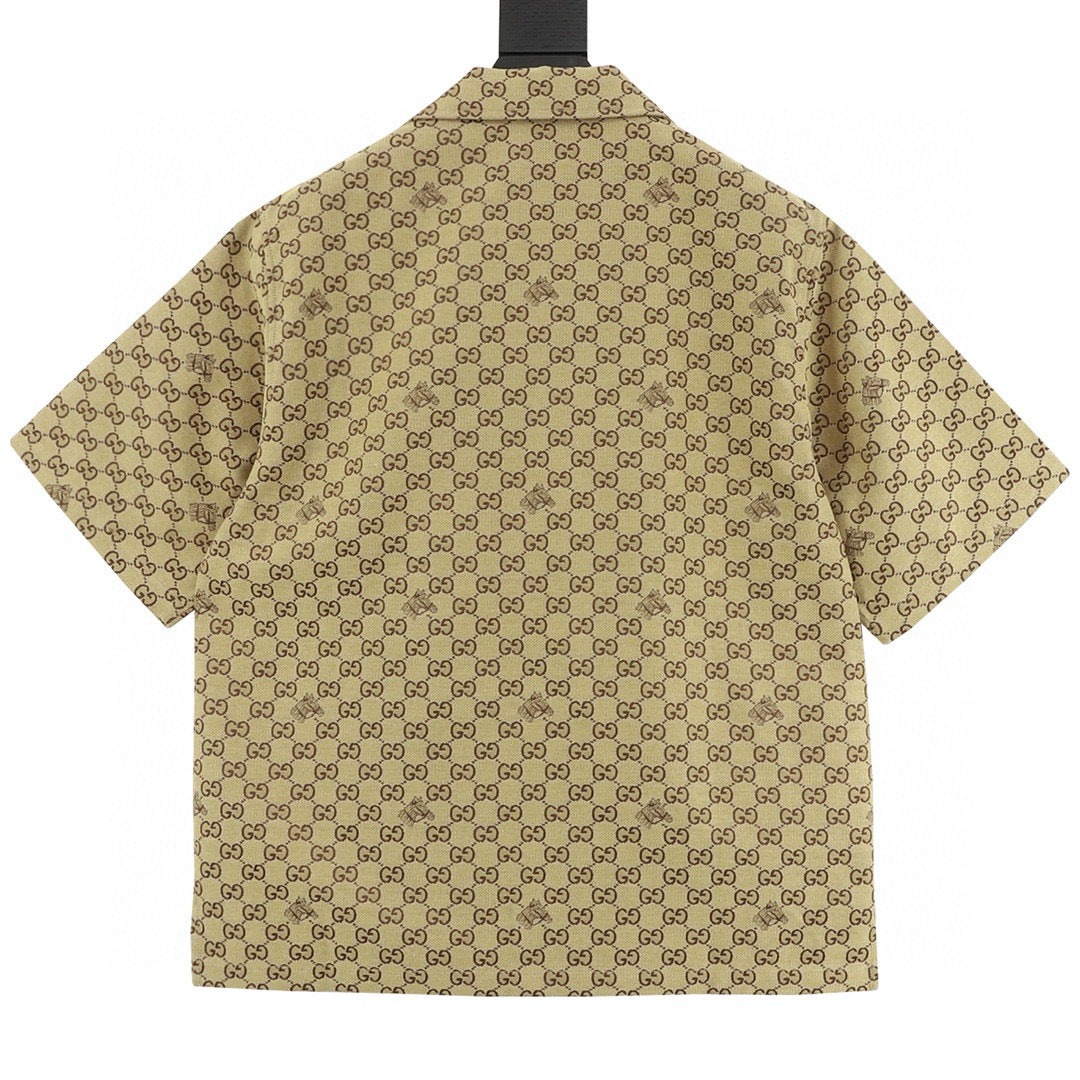Gucci Double G Monogram Horse Crest Cuban-Collar Shirt product detail 2