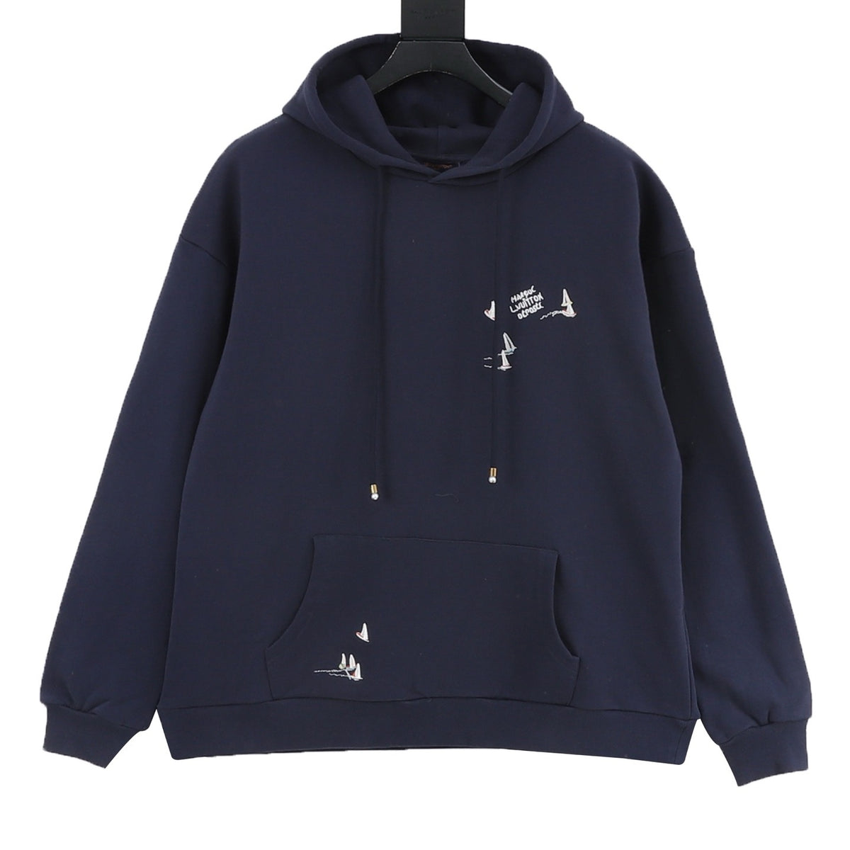 Louis Vuitton Sailboat Embroidered Hoodie - Navy front view